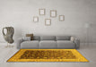 Machine Washable Oriental Yellow Traditional Rug in a Living Room, wshurb612yw