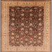Square Mid-Century Modern Brown Sand Brown Oriental Rug, urb612