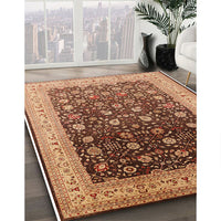Mid-Century Modern Brown Sand Brown Oriental Rug, urb612