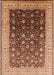 Mid-Century Modern Brown Sand Brown Oriental Rug, urb612