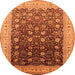 Round Machine Washable Oriental Orange Traditional Area Rugs, wshurb612org