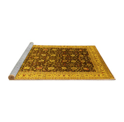Sideview of Machine Washable Oriental Yellow Traditional Rug, wshurb612yw