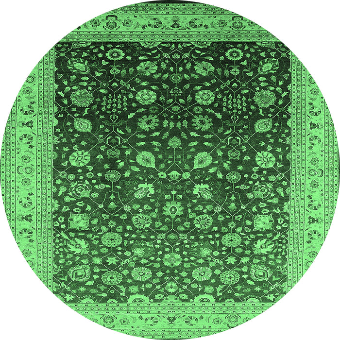 Round Oriental Emerald Green Traditional Rug, urb612emgrn