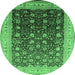 Round Oriental Emerald Green Traditional Rug, urb612emgrn