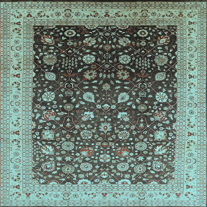 Square Machine Washable Oriental Light Blue Traditional Rug, wshurb612lblu