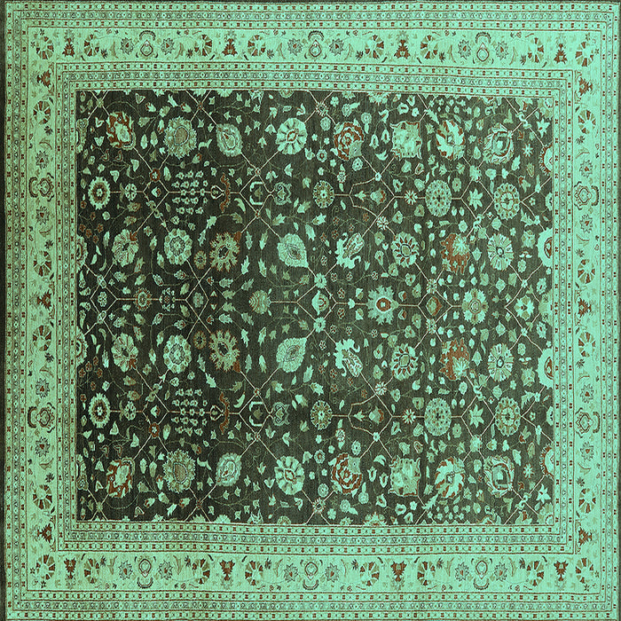 Square Oriental Turquoise Traditional Rug, urb612turq