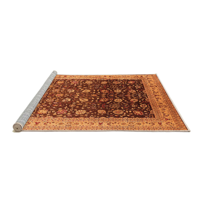 Sideview of Machine Washable Oriental Orange Traditional Area Rugs, wshurb612org