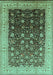 Machine Washable Oriental Turquoise Traditional Area Rugs, wshurb612turq