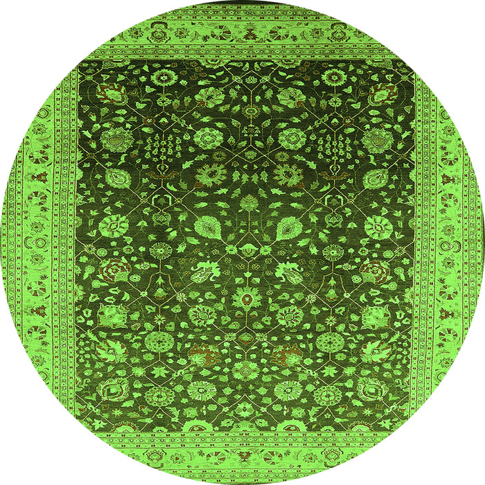 Round Oriental Green Traditional Rug, urb612grn
