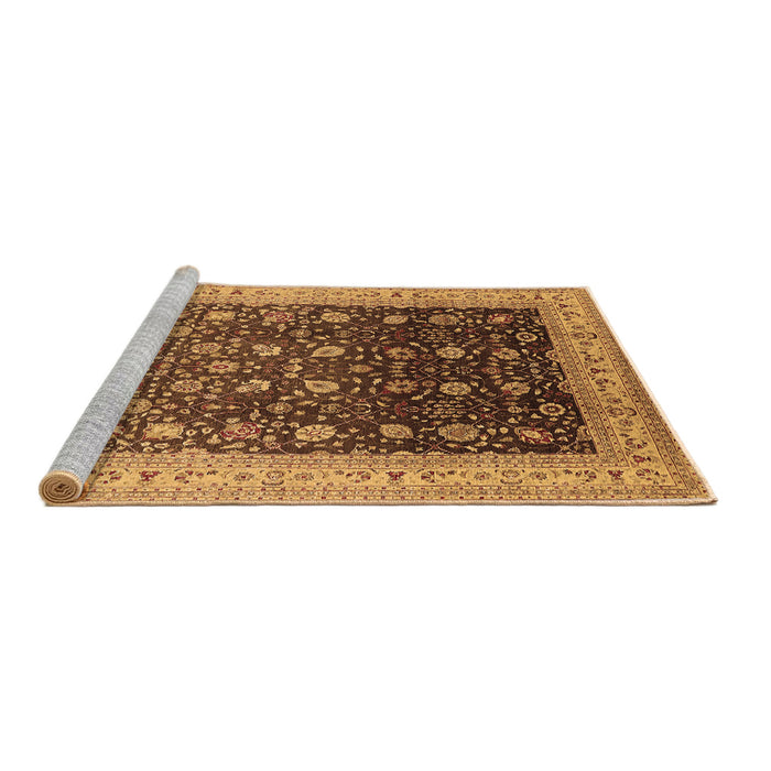 Sideview of Machine Washable Oriental Brown Traditional Rug, wshurb612brn