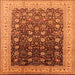 Square Machine Washable Oriental Orange Traditional Area Rugs, wshurb612org