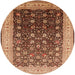 Round Machine Washable Industrial Modern Brown Sand Brown Rug, wshurb612