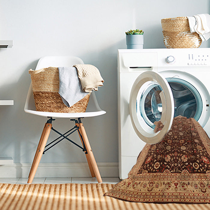 Machine Washable Industrial Modern Brown Sand Brown Rug in a Washing Machine, wshurb612