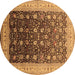 Round Machine Washable Oriental Brown Traditional Rug, wshurb612brn