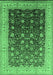 Machine Washable Oriental Emerald Green Traditional Area Rugs, wshurb612emgrn