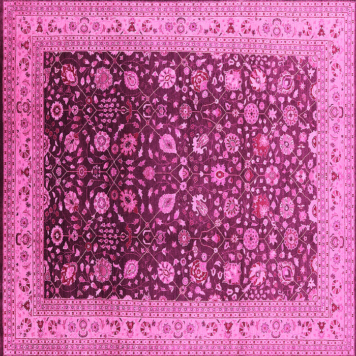 Square Machine Washable Oriental Pink Traditional Rug, wshurb612pnk
