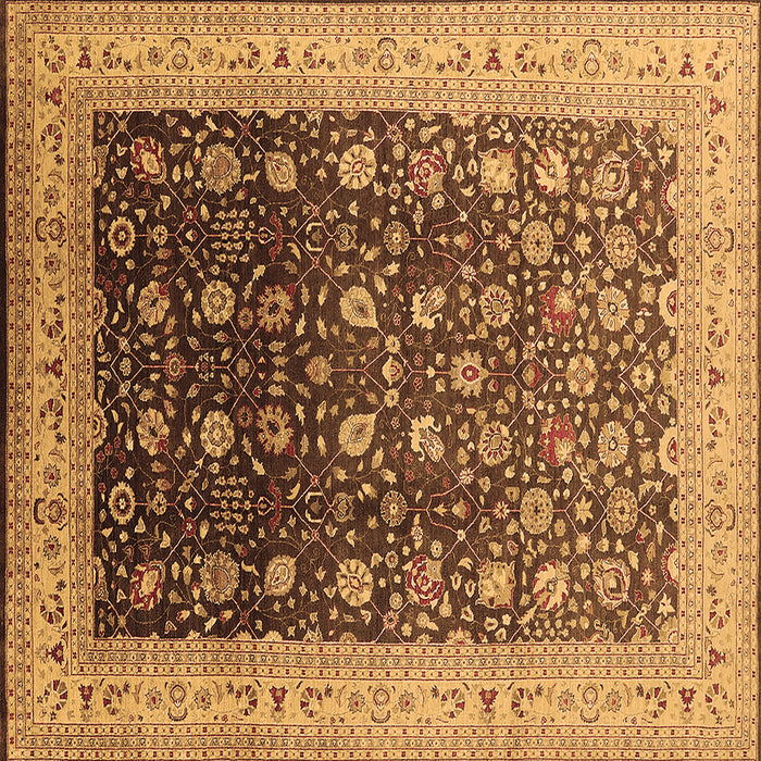 Square Oriental Brown Traditional Rug, urb612brn