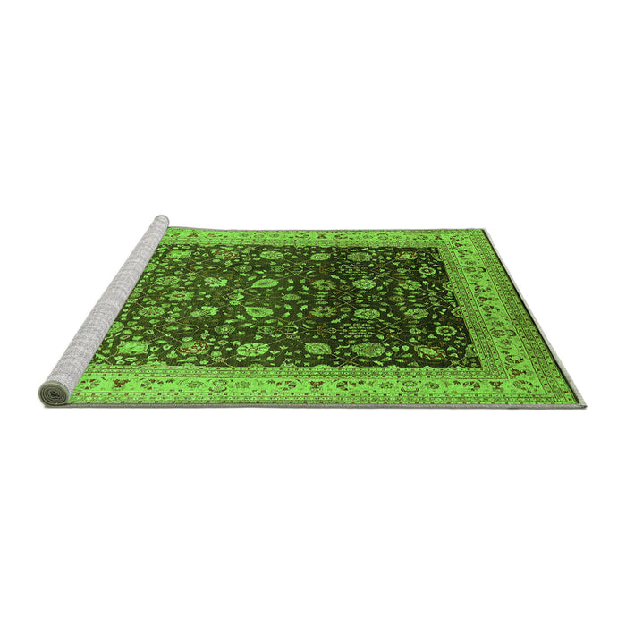 Sideview of Machine Washable Oriental Green Traditional Area Rugs, wshurb612grn