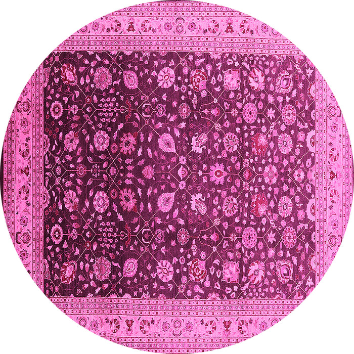 Round Oriental Pink Traditional Rug, urb612pnk