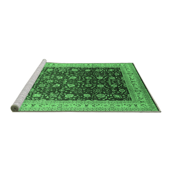 Sideview of Machine Washable Oriental Emerald Green Traditional Area Rugs, wshurb612emgrn