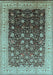 Machine Washable Oriental Light Blue Traditional Rug, wshurb612lblu