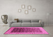 Machine Washable Oriental Pink Traditional Rug in a Living Room, wshurb612pnk