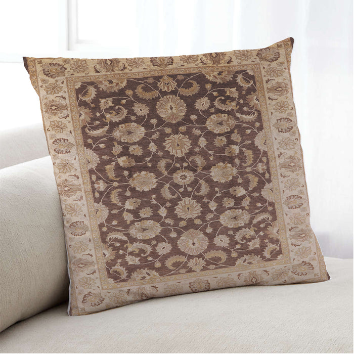 Lifestyle Image of Mid-Century Modern Urban Square Sandy Brown Throw Pillow, 18 inch by 18 inch, pwurb613