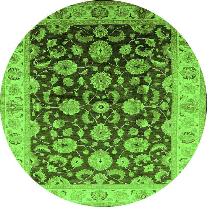 Round Oriental Green Traditional Rug, urb613grn