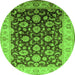 Round Oriental Green Traditional Rug, urb613grn