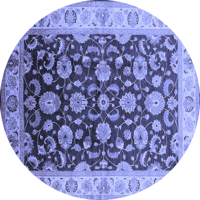 Round Oriental Blue Traditional Rug, urb613blu