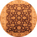 Round Machine Washable Oriental Orange Traditional Area Rugs, wshurb613org