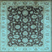 Square Machine Washable Oriental Light Blue Traditional Rug, wshurb613lblu