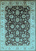 Machine Washable Oriental Light Blue Traditional Rug, wshurb613lblu