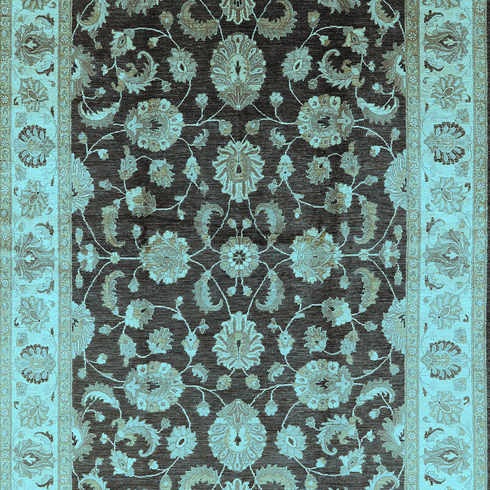 Machine Washable Oriental Light Blue Traditional Rug, wshurb613lblu