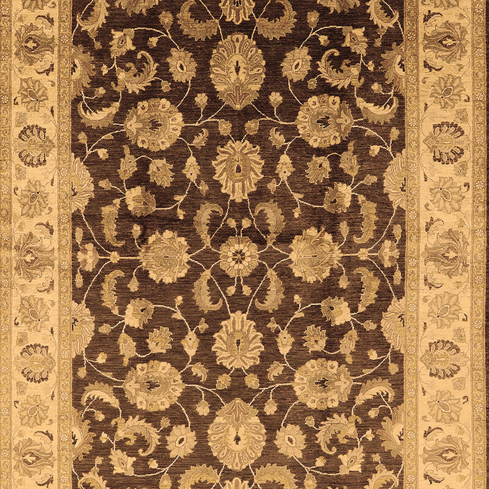 Machine Washable Oriental Brown Traditional Rug, wshurb613brn
