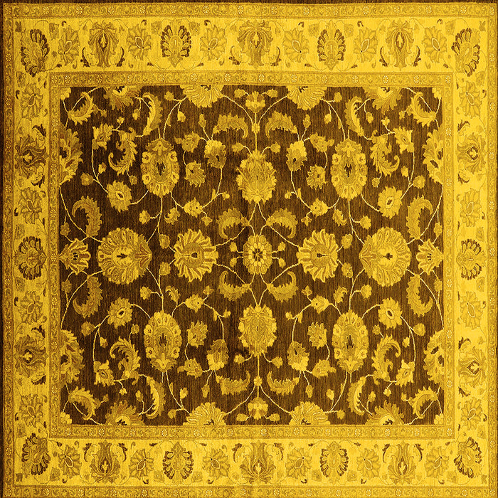 Square Machine Washable Oriental Yellow Traditional Rug, wshurb613yw