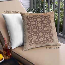 Front View of Mid-Century Modern Urban Square Sandy Brown Throw Pillow, 18 inch by 18 inch, pwurb613