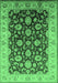 Machine Washable Oriental Emerald Green Traditional Area Rugs, wshurb613emgrn