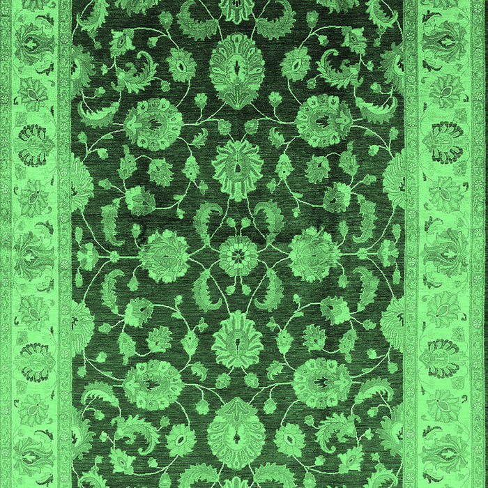 Machine Washable Oriental Emerald Green Traditional Area Rugs, wshurb613emgrn
