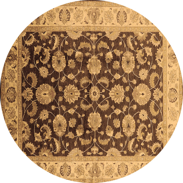 Round Oriental Brown Traditional Rug, urb613brn