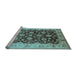 Sideview of Machine Washable Oriental Light Blue Traditional Rug, wshurb613lblu