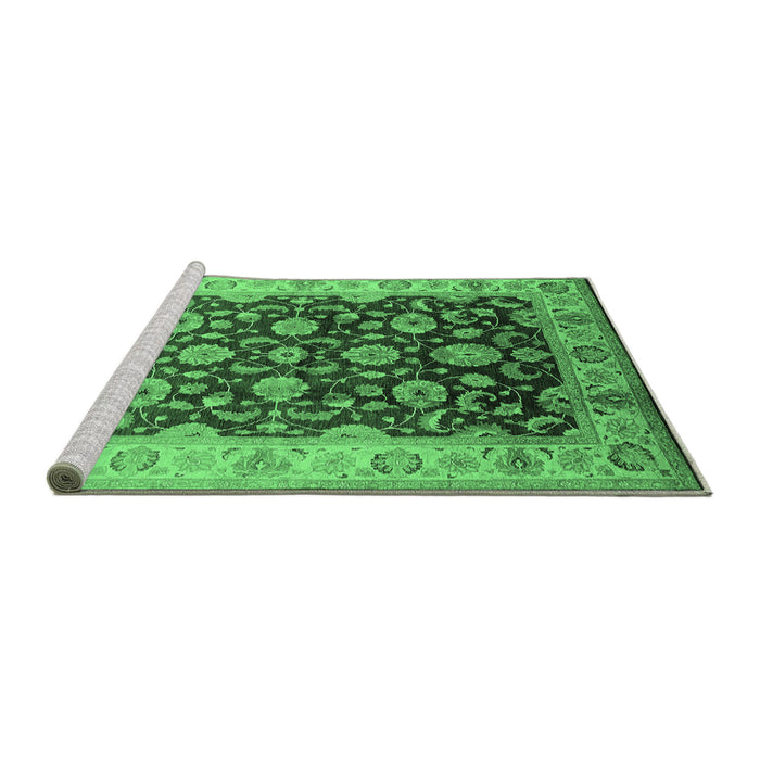 Sideview of Machine Washable Oriental Emerald Green Traditional Area Rugs, wshurb613emgrn