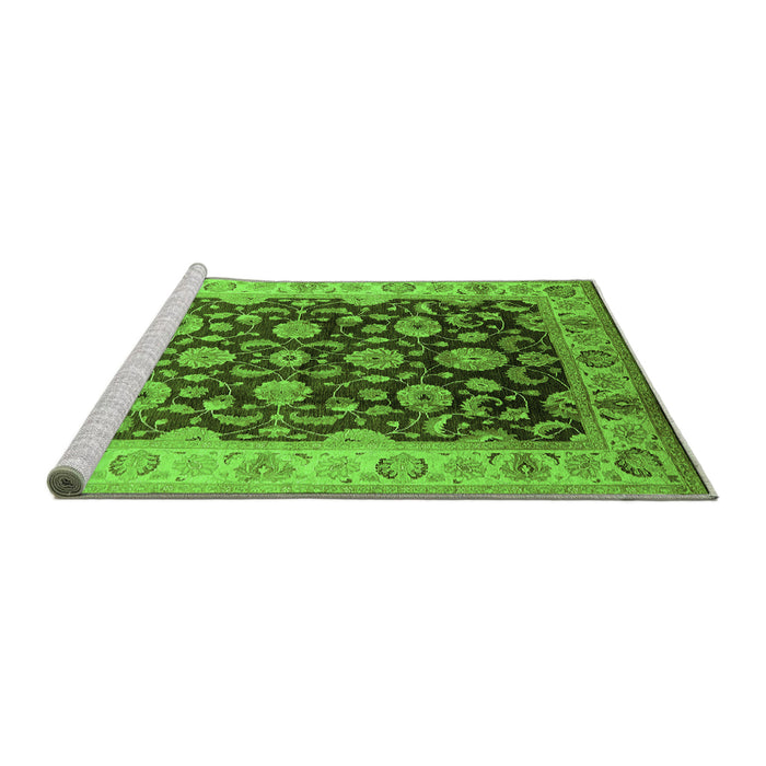 Sideview of Machine Washable Oriental Green Traditional Area Rugs, wshurb613grn
