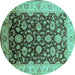 Round Oriental Turquoise Traditional Rug, urb613turq