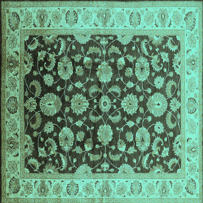 Square Oriental Turquoise Traditional Rug, urb613turq
