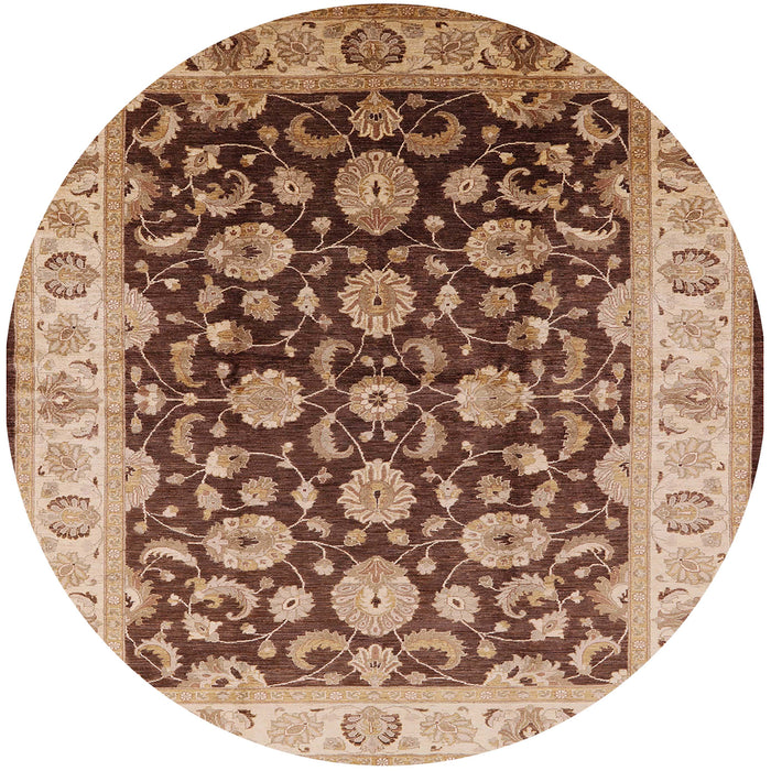 Round Mid-Century Modern Sandy Brown Oriental Rug, urb613