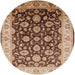 Round Mid-Century Modern Sandy Brown Oriental Rug, urb613