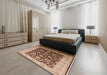 Mid-Century Modern Sandy Brown Oriental Rug in a Bedroom, urb613