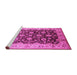 Sideview of Machine Washable Oriental Pink Traditional Rug, wshurb613pnk