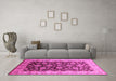 Machine Washable Oriental Pink Traditional Rug in a Living Room, wshurb613pnk